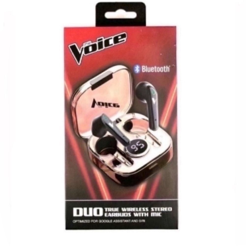 The Voice Duo True Wireless Stereo Earbuds with Mic, Charging Case